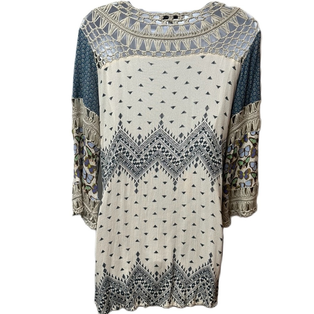 John‎ Mark Boho Crochet Butterfly Blouse Size Medium Top - Picture 14 of 16